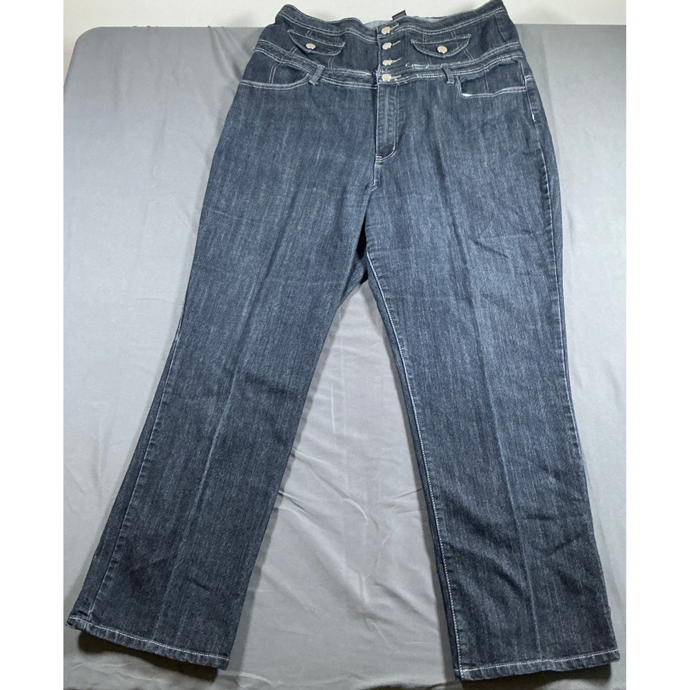 G. TTON style by Paris Dark Wash High Waisted Multi Button Fly Jeans Size 20